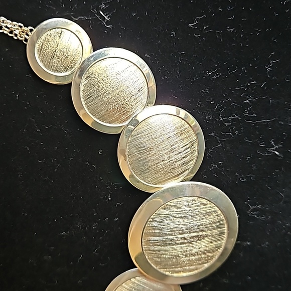 Sterling silver Estate italian silver 925 Italy brushed disc  3 chain necklace - Picture 3 of 10